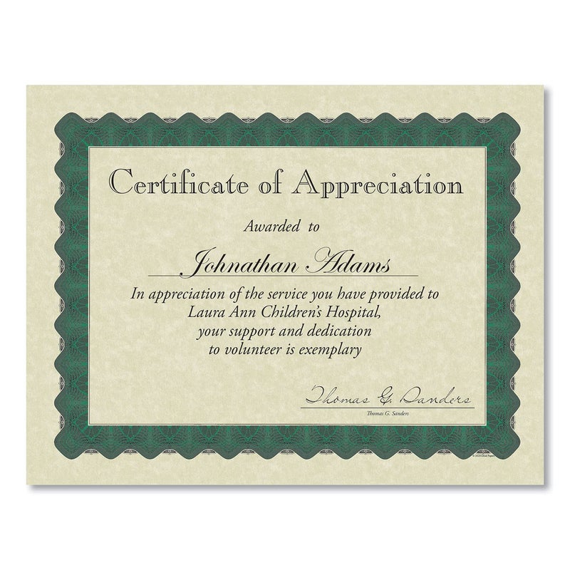 Great Papers! Metallic Green Border Certificate, 8.5""x 11"", 100 Count (934200)